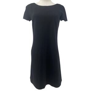 Theory Jamelya Modern Crepe Sheath Dress Short Sleeve Career Black 0